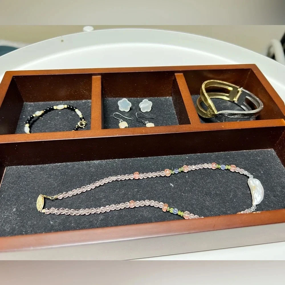 Wood Jewelry Storage Case for Necklaces, Earring, Rings